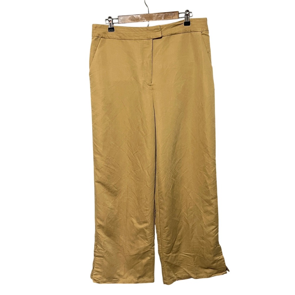 Mossimo Wide Leg High Waisted Career Split Hem Khaki Trouser‎ Pants Size 14